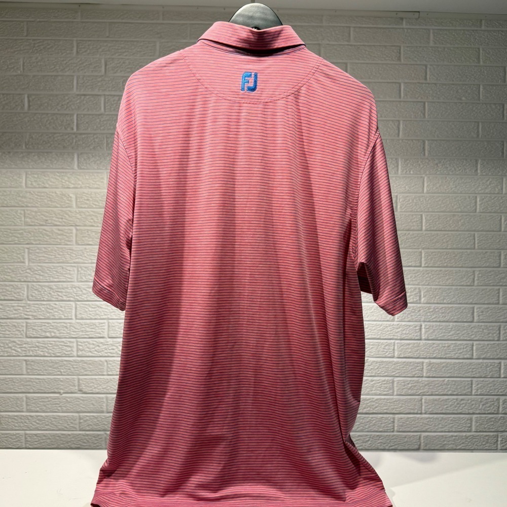 FootJoy Golf Polo Shirt Mens Size L Pink Blue Striped Embroidered Logo - Picture 3 of 5